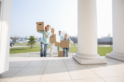 Carefully packed furniture inside a moving van