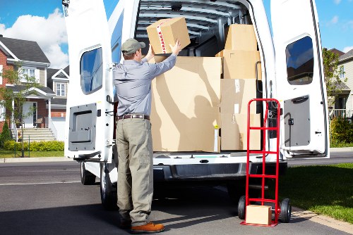 Commercial items prepared for transport in a local removal van