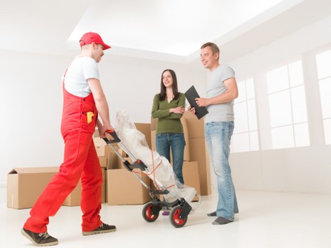 Packed boxes and furniture ready for same day removals in Parsonsgreen